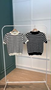 BL20812 Basic Loose Stripe Knit Tee
