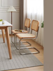 XIANGNANSONG | Nordic Solid Wood & Rattan Comfort Dining Chair with Armrest and Back Support