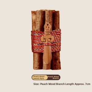 FUGUANGPUZHAO | Bedside Charm 7cm Old Peach Wood Seven Colored Thread