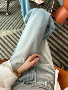 High Waist Wide Leg Blue Jeans Womens Spring Thin Hanging Sense Floor Length Loose Fit Trousers Casual Straight Leg Jeans