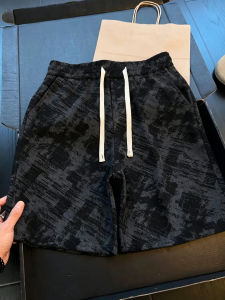 LIUBU | Dyeing Irregular Sport Shorts For Men Striped Elastic Waist Drawstring