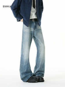 Cleanfit Straight Leg Slimming Casual Jeans Womens Mens 2025 Autumn Washed Lightning Pattern Bell Bottoms Cotton Polyester