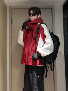 Double-Sided Wearable Waterproof Mens Jacket American Style Outdoor Climbing Suit Zhuo Red Color Casual Loose Fit Polyester Nylon Composite Fiber