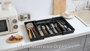 Silverware Drawer Organizer Expandable Utensil Tray for Kitchen BPA Free Flatware