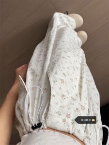 Quần Tây Công Sở Họa Tiết Hoa Màu Trắng Cỡ Lớn Cho Nữ Mùa Thu Đông Quần Ống Rộng Cạp Cao Rộng Rãi Thường Ngày Thời Trang