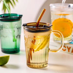 LANWAN | Heat-resistant Straw Equipped Glass For Office Home