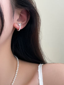 Elegant Pure Silver Butterfly Knot Stud Earrings Fashionable Small Hoop Zirconia Jewelry Korean Style Womens Accessory