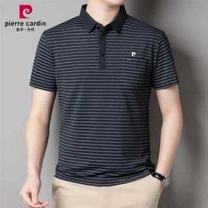Áo Thun Polo Pierre Cardin Mùa Hè Mới Ice Silk Tay Ngắn Thời Trang Trung Niên Đa Năng Cổ Bẻ Sọc Tay Lửng Thường Ngày
