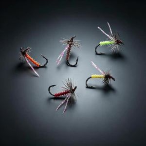 Bimoo 5/6pcs 16 #18 #20 Midges Dry Fly Lure Grizzle Saddle Hackle Goose Biots Segmented Body Fly Fishing Flies Trout Bass Lures