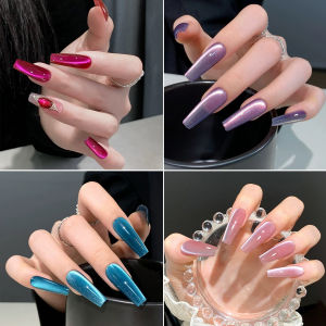 1-6PCS ฤดูร้อนแก้ว Cat Eye Gel เล็บ 2025 ใหม่แฟชั่นยอดนิยมสีแดงสีฟ้าสีม่วงสีขาวลูกปัดแก้วเล็บเจลเล็บอุปกรณ์ศิลปะ