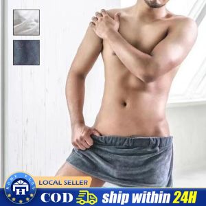 New Men Shorts Bathrobe Sleep Bottoms Microfiber Pajamas Men Nightwear Short Towel Pants Side Split Bathrobe Culottes Soft