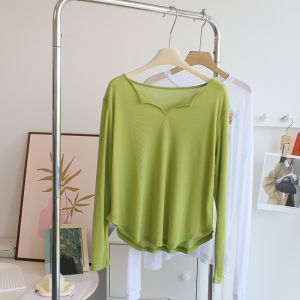 Lightweight Loose Long Sleeve Half Open Collar Dance Yoga Top Womens Summer Sun Protection Shirt Cover up T-Shirt