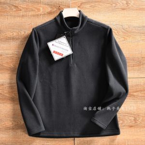 Thick Warm Double-Sided Fleece Half-Zip Stand Collar Outdoor Hoodie Mens Winter Casual Polyester Fiber Long Sleeve Basic Style
