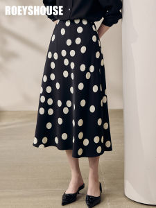 Roey s house | French Retro Polka Dots High Waist Midi Skirt