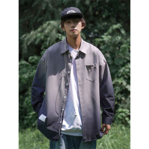 Gradient Color Long Sleeve Shirt Mens Fashionable American Style Teenage Jacket Spring New Vintage Shirt Loose Fit Printed Multi Pocket
