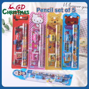GD Christmas 5 in 1 Kids Stationery Set Gift Children Pencil Set Portable Stationery Set Gift Pencils