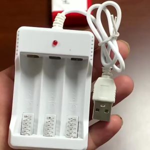 Desktop Charger Baterai Isi Ulang 3 Slot A2 A3 AA AAA Rechargeable Kabel USB Casan Battery Adaptor | Source Project
