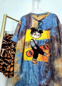 เสื้อยืดสะกิดขาด แต่งเพชร ผ้านิ่ม ใส่สบายไม่ร้อนไม่คัน อก50"ยาว29" (โอเว่อร์ไซค์)