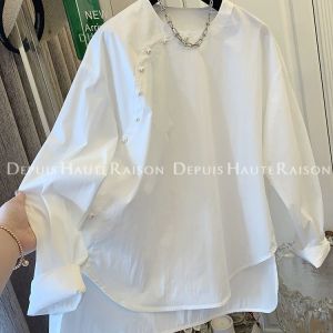 YEBO | New Chinese Style Pearl Shirt for Men and Women Spring and Autumn Loose and Casual
