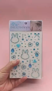 Berlian mutiara lucu riasan wajah dekorasi stiker / diy hati pita kelinci