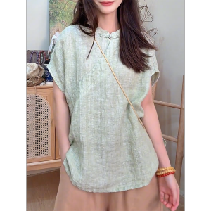 QINGNAER | Loose Retro Style Large Size Casual Shirt