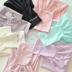 Summer Ice Silk UV Protection Arm Sleeves for Women Letter R Design Breathable Outdoor Riding Driving Solid Color Sunscreen