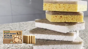 Jakehoe Multi-functional household kitchen cleaning sponge double-sided soft and hard for washing dishes pots stoves and sinks wear-resistant sponge scrubber