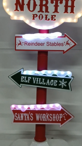 D&D #FC0018 / #FC0019 LED Chirstmas Village North Pole Signpost with Lights