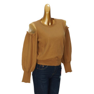 ถักเปลือกไหล่ เสื้อท่อนบน พร้อม ตาข่าย การประกบ พรางหุ่น เอฟเฟกต์ อินเทรนด์ แขนสั้น ผู้หญิง เสื้อฐาน เสื้อสเวตเตอร์ สําหรับ ฤดูใบไม้ผลิ ฤดูใบไม้ร่วง