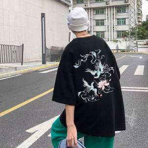 SUOSHE | Oversized 300Lbs Plus Size Crane Print T-Shirt