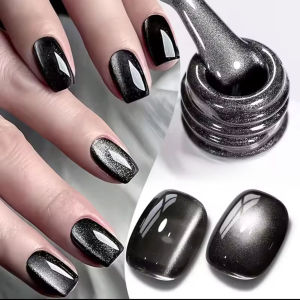 ยาทาเล็บเจลแม่เหล็กสีดำ 12 มล. 1-8 ชิ้น สำหรับทำเล็บเจลกึ่งถาวร แช่ล้างออกได้ ใช้กับหลอดไฟยูวี สำหรับตกแต่งเล็บช่วงคริสต์มาส
