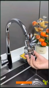 Đầu vòi rửa chén có dây lò xo kéo dài tăng áp 3 chế độ Đầu vòi nước nối dài mạ Crôm