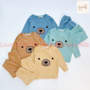 [Siêu Hot] Đồ Bộ Quần Áo Dài Tay Thun Gân  Cho Trẻ Em Trai Gái 6-21KG Bộ Quần Áo Tay Dài Thun Gân Cho Bé Trai Bé Gái TAI GẤU Lovely Kids Official Store