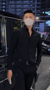 (Hàng mới) Áo sơ mi đen nam cổ đức cổ button down vải lụa mềm chống nhăncông sở cao cấp