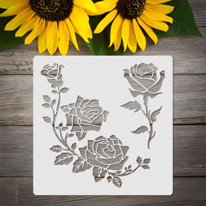 1PC 11.8 Inch Rose Stencil Template Floral Flower Painting Stencil for DIY Wall Furniture Decor