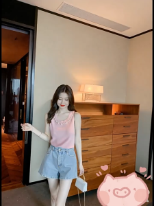 Ginza6 Korean Style knitted Sleeveless Tank top Camisole with beads for women M3239