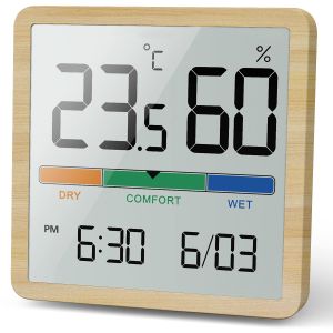 LCD Digital Clock Hygrothermograph Indoor Thermometer Hygrometer Home Office Desktop Table Monitor Temperature Humidity Meter
