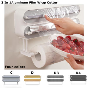 3 In 1/only 1 functional Aluminum Film Wrap Cutter WallMount Paper Towel Holder Cling Film Cutting Holder Plastic Wrap Dispenser