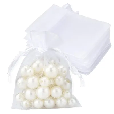 50pcs Organza Bags Gold 10x15cm Satin Drawstring Organza Pouch Wedding Party Favor Gift Bag Jewelry Watch Bags Packaging Supply