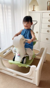 4 In 1 Baby Trampoline Rocking House Ride With Seat Belt Rocking Horse Scooter Trolley Balance Bike