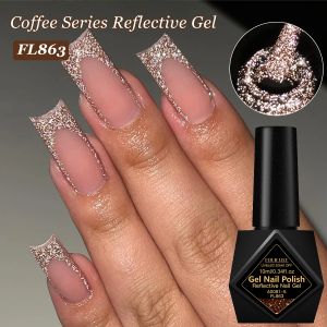 10ml Reflective Glitter Gel Nail Polish Dark Flashy Coffee Brown Semi Permanent Soak Off UV Gel Varnish For Winter Nail Supplies