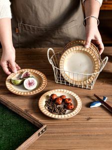 Afternoon Tea Dessert Plate Special Good Looking High End Sweet Dish Plate Coffee Bottom Plate Retro Japanese Style Ceramic