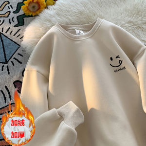 Loose Oversize Mens round Neck Sweatshirt Autumn Winter New Style Hong Kong Style Couple Outfit Printed Youth Fashion