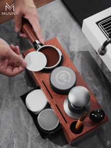 Muvna | Espresso Wooden Tamping Stand Tamper Handle and Organizer