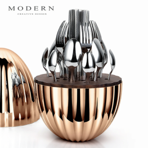 MODERN DELICATE LIFEL | Bộ Đồ Ăn Bằng Thép Không Gỉ 24 Món Cao Cấp Hộp Trưng Bày Đẹp Quà Tặng Kỷ Niệm