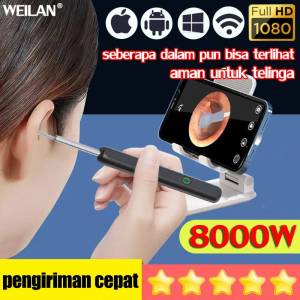 WEILAN Pembersih Telinga dengan Kamera WiFi Tampilan HD via Aplikasi - Hygienis untuk Bayi & Semua Usia | Ramah Kulir Dilengkapi Sendok Korek Kuping Ergonomis