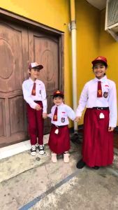 Rok seragam sekolah SD/MI Panjang Kelas 1/2/3/4/5/6 XL rempel polos Cokelat Bahan Twist