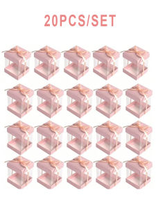 10PCS Clear PET Gift Boxes with Gold Ribbon Luxury Jewelry Boxes Wedding & Valentine’s Gifts Reusable Eco-Friendly Packaging