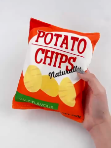 Pet Squeaky Plush Toys Simulation Potato Chips Paper Sounding Dog Toy Interactive Chew Pet Toy Mainan Kucing