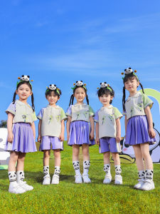 ชุดโรงเรียนประถมศึกษาผ้าฝ้ายแท้สำหรับการแสดงชุดนักเรียนประถมศึกษาชุดการแสดงกลางแจ้งฤดูร้อน